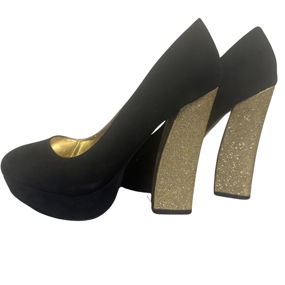 Forever 21 Chunky sparkly gold heel